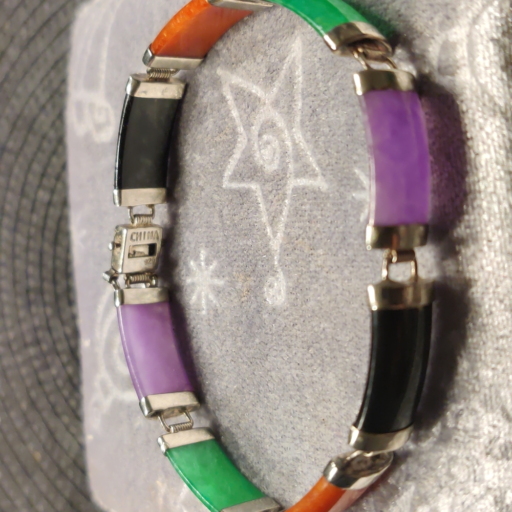 Chinese semi precious stones link bracelet.